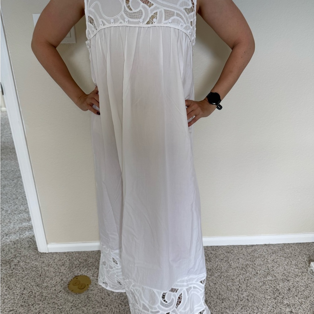 BR Women’s EMBROIDERED COTTON POPLIN MAXI DRESS - XL nwt
